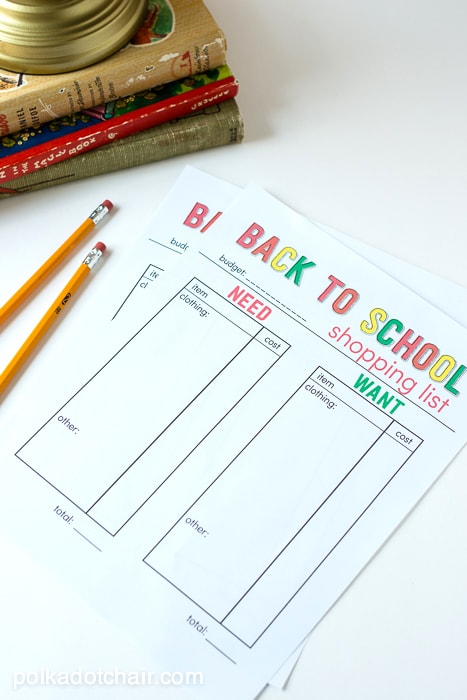 Back to School Shopping Tips and Free Printable Shopping List on polkadotchair.com