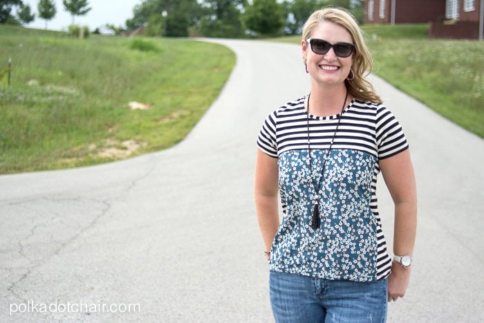 The Liberty Tee, a t-shirt sewing pattern refashion on polkadotchair.com