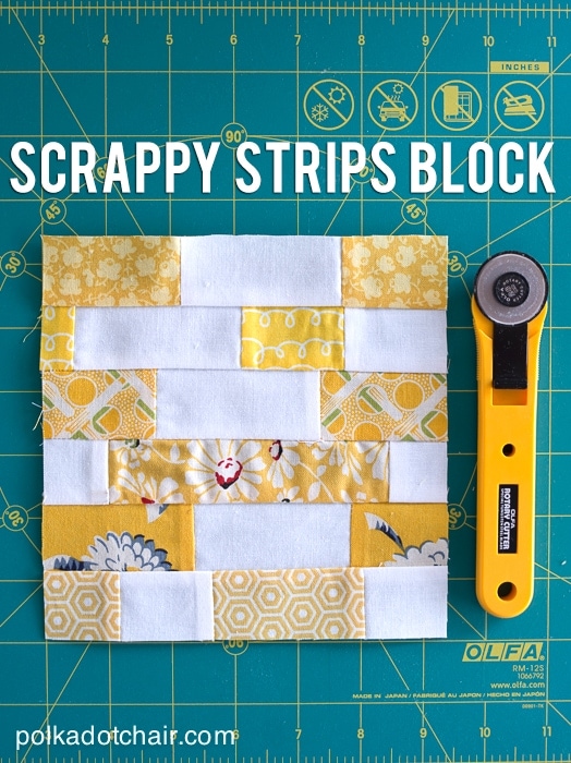 Scrappy Strips Quilt Block Tutorial on polkadotchair.com