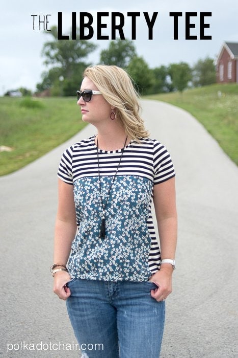 The Liberty Tee, a t-shirt sewing pattern refashion on polkadotchair.com