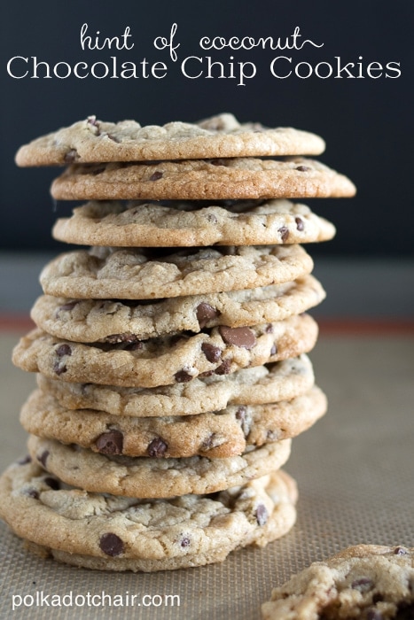 Hint of Coconut Chocolate Chip Cookie Recipe on polkadotchair.com