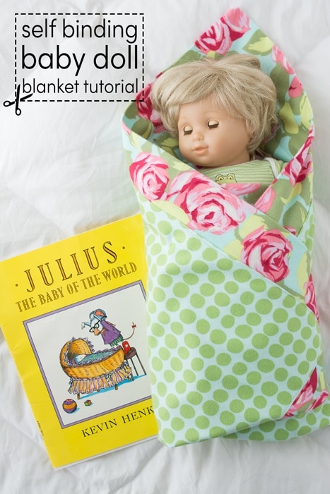 Self Binding Baby Doll Blanket Tutorial on polkadotchair.com