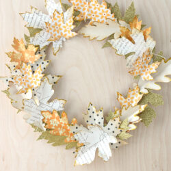 Use die cut paper leaves to create an Autumn wreath