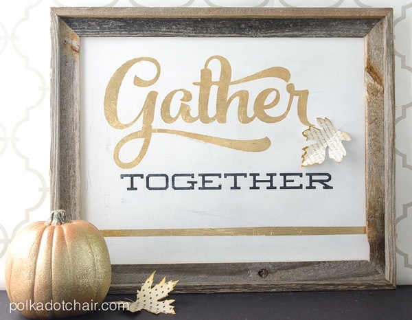 DIY Gold Leaf Stenciled Wood sign