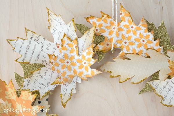 Use die cut paper leaves to create an Autumn wreath