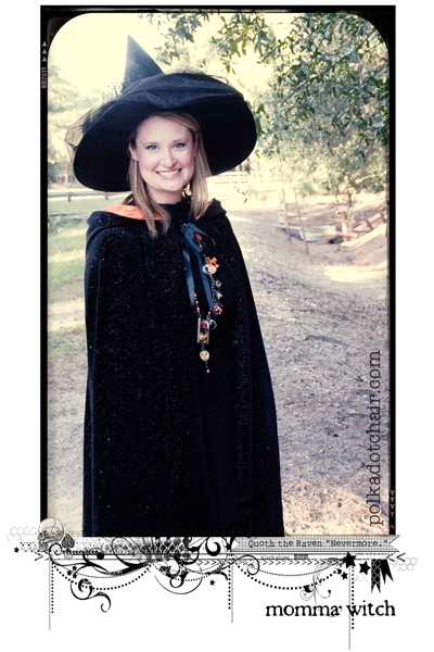 Woman wearing witch costume