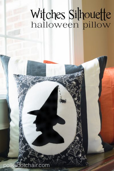 "Witches Silhouette" A Halloween Pillow Pattern from polkadotchair.com