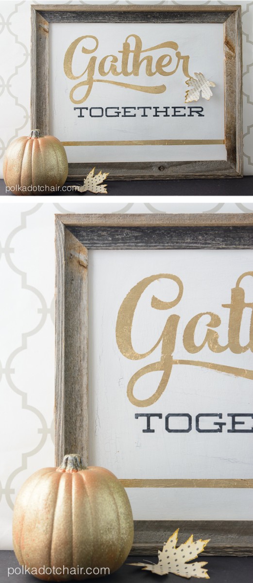 DIY Gold Leaf Stenciled Wood sign