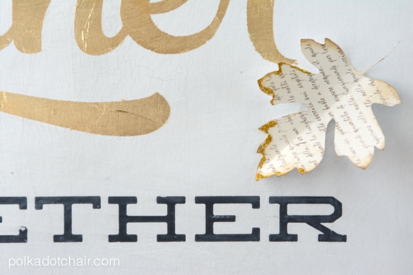 DIY Gold Leaf Stenciled Wood sign