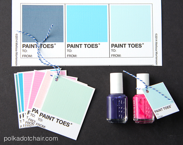 Nail Polish Gift idea with free printable gift tags on polkadotchair.com