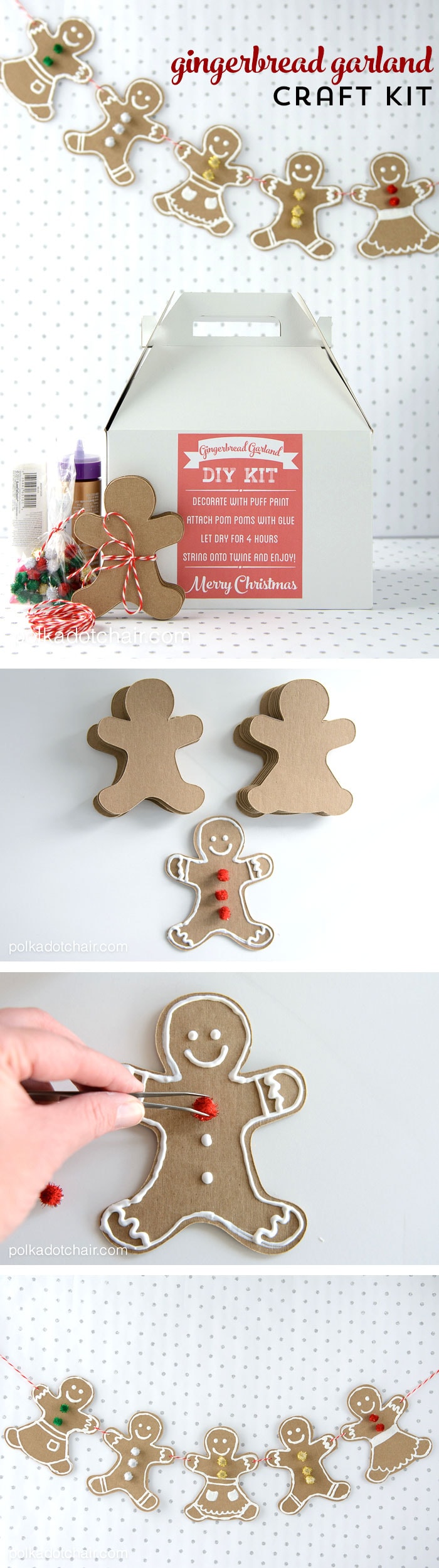 DIY Gingerbread Garland Christmas Craft Kit, a clever idea for a Christmas gift for friends! They can make it themselves 
