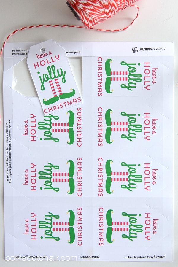 Elf Christmas Mason Jar Gift and free printable gift tag 