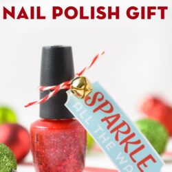 Nail Polish Gift on white table with Christmas ornaments