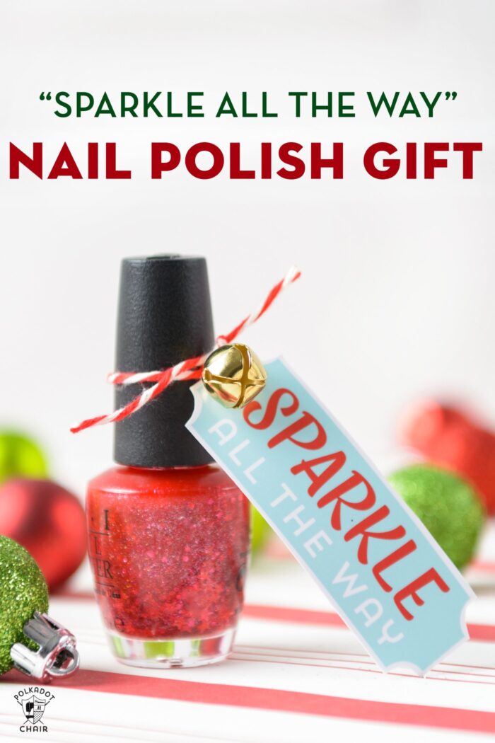 Nail Polish Gift on white table with Christmas ornaments