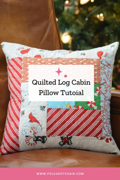 quilted christmas pillow on leather chair