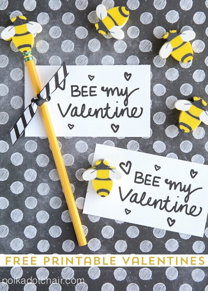 Free Printable Bee My Valentine Cards