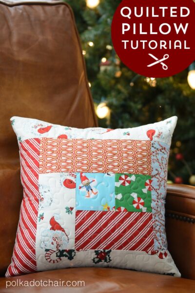 Tutorial for a simple quilted pillow. A great way to use up scraps, would be cute to change out for the different Holidays.