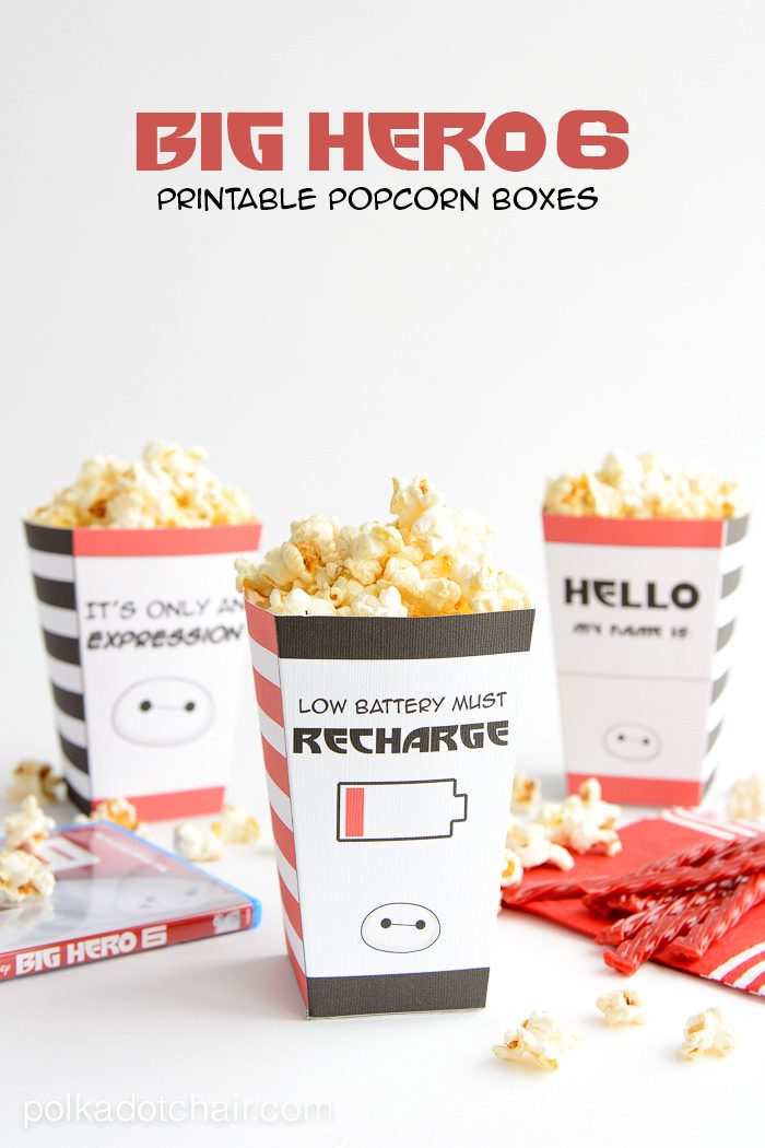 Free Printable Big Hero 6 Popcorn Box - great for a kids party. 