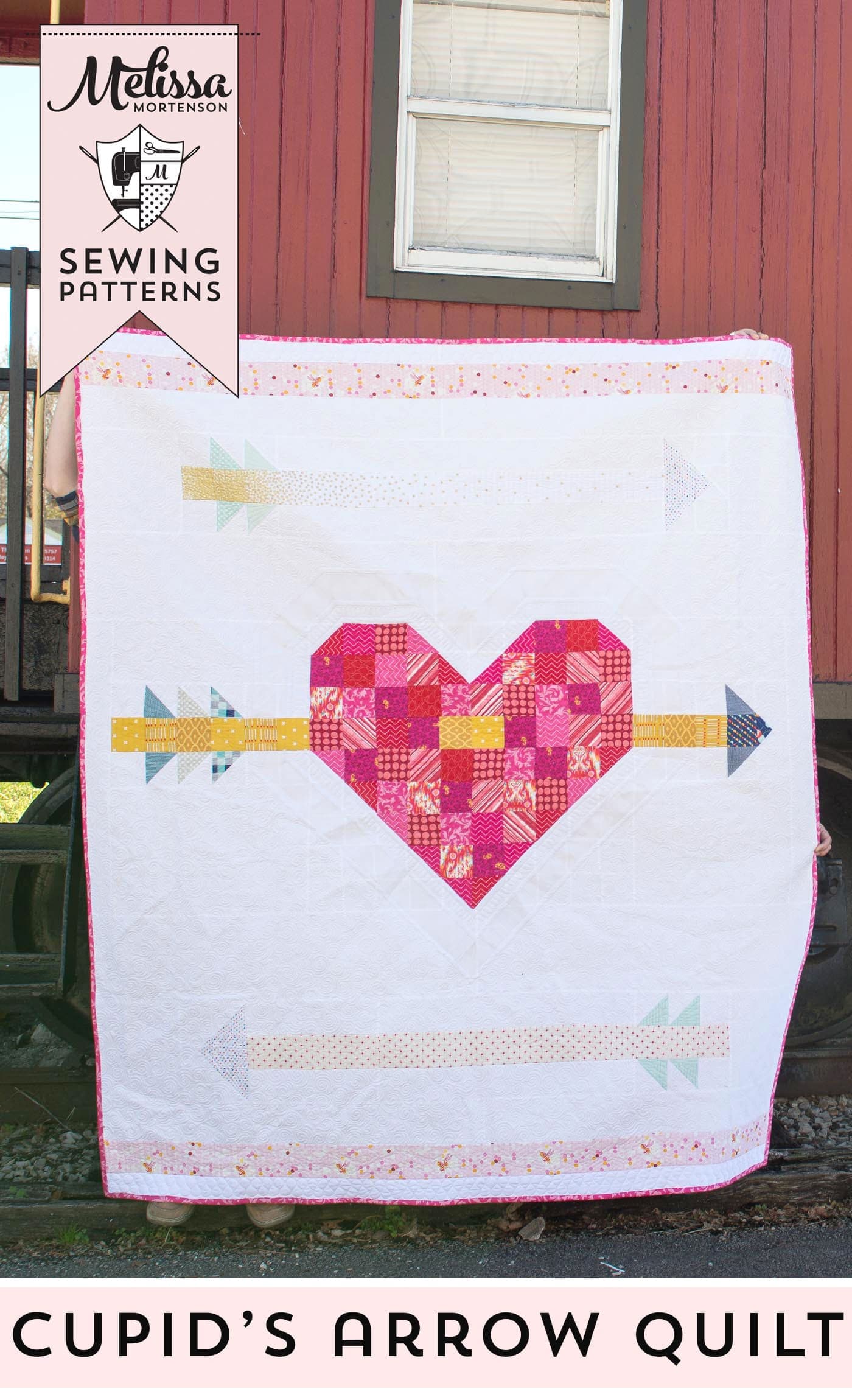 Cupid's Arrow Quilt Pattern, a fun twist on a patchwork heart quilt