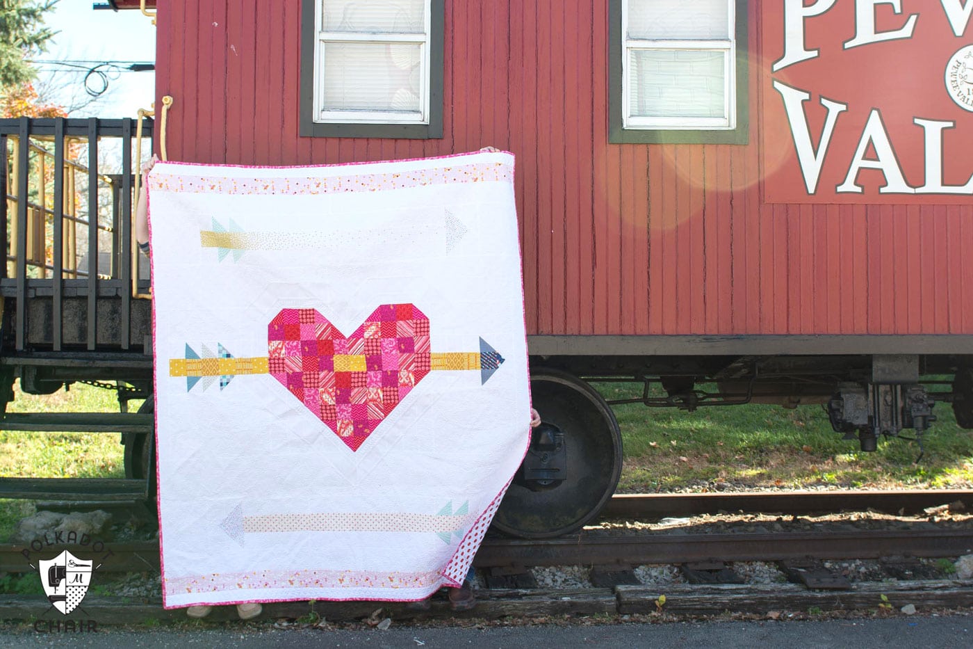 Cupid's Arrow Quilt Pattern, a fun twist on a patchwork heart quilt