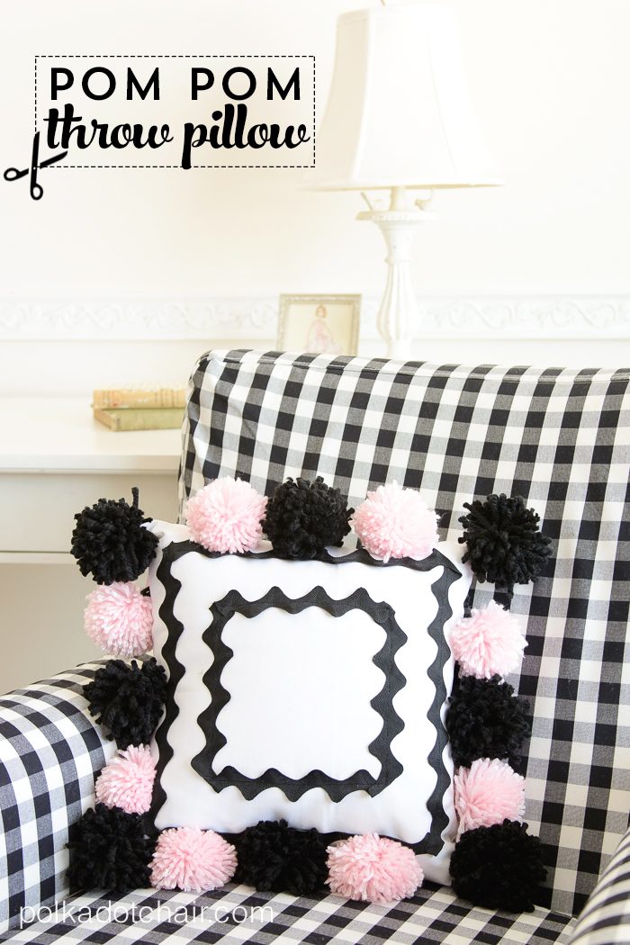 Cute DIY Pom Pom Pillow by Melissa Mortenson of polkadotchair.com