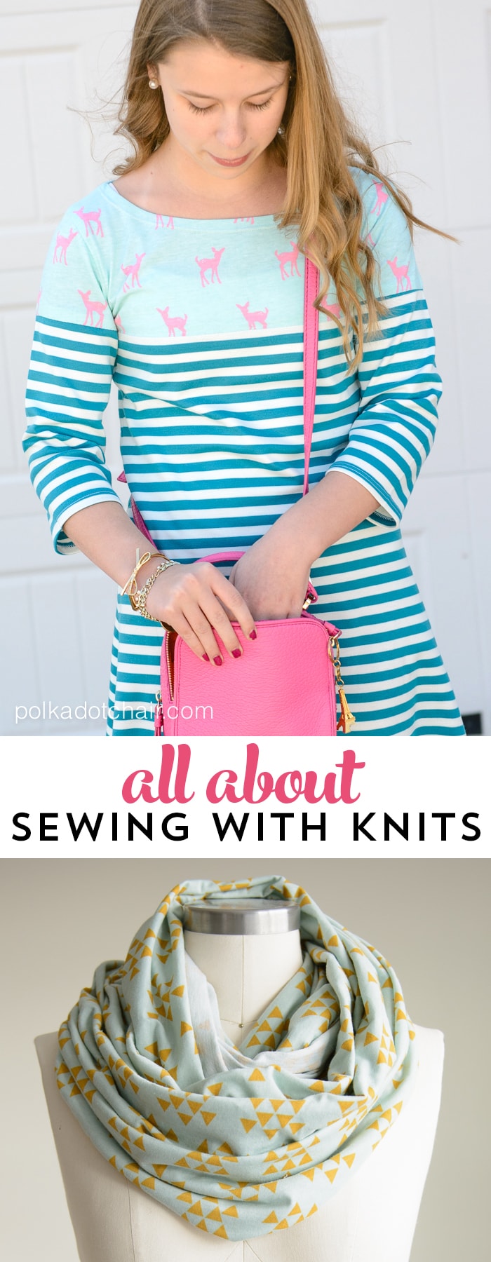 5 project to try out when sewing with knit fabrics, along with knit sewing tips and techniques 