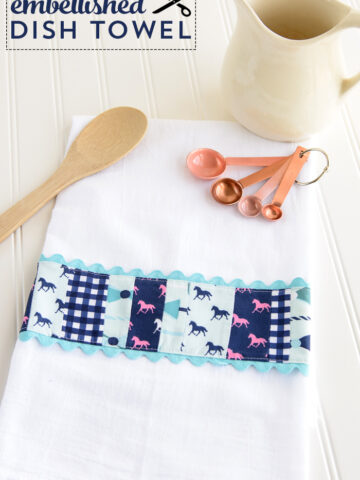 DIY Embellished Dish Towel tutorial by Melissa of polkadotchair.com