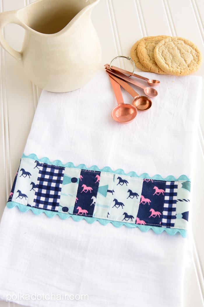 DIY Embellished Dish Towel tutorial by Melissa of polkadotchair.com