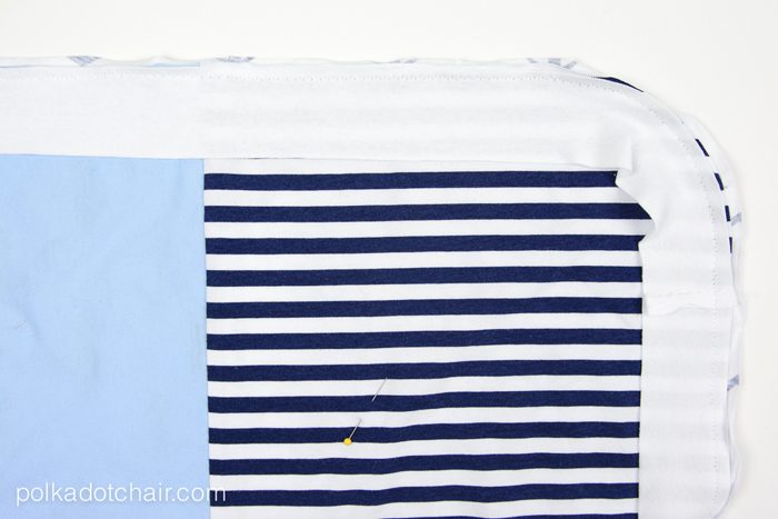 Upcycle your old or sentimental t-shirts into a receiving blanket for a new baby! 