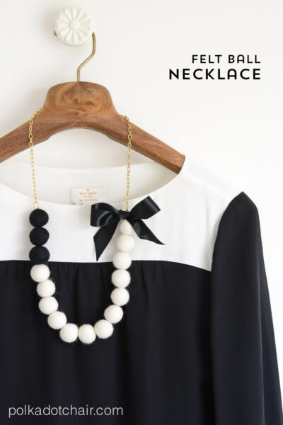 DIY Felt Ball Statement Necklace tutorial on polkadotchair.com