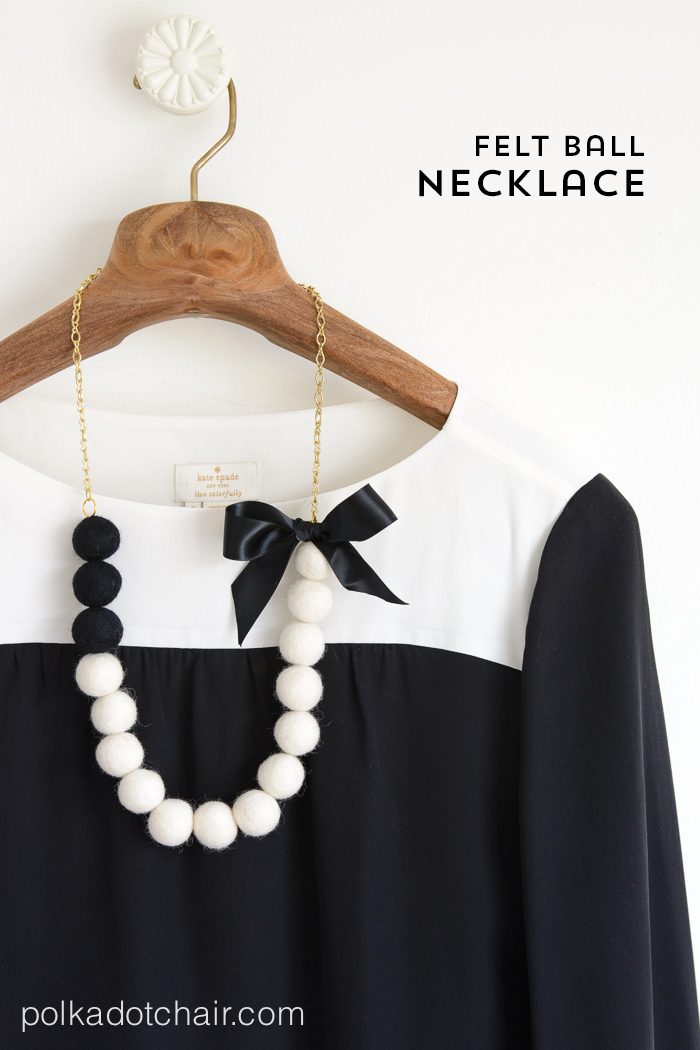 DIY Felt Ball Statement Necklace tutorial on polkadotchair.com