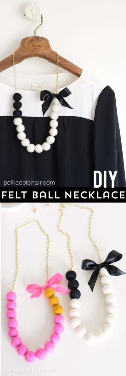 DIY Felt Ball Statement Necklace tutorial on polkadotchair.com