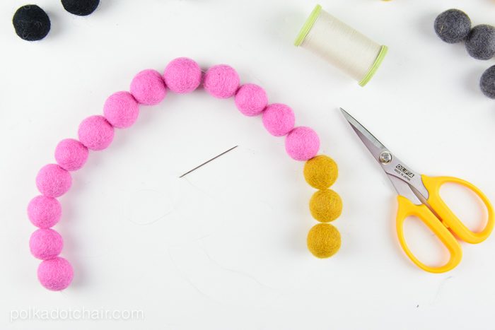 DIY Felt Ball Statement Necklace tutorial on polkadotchair.com