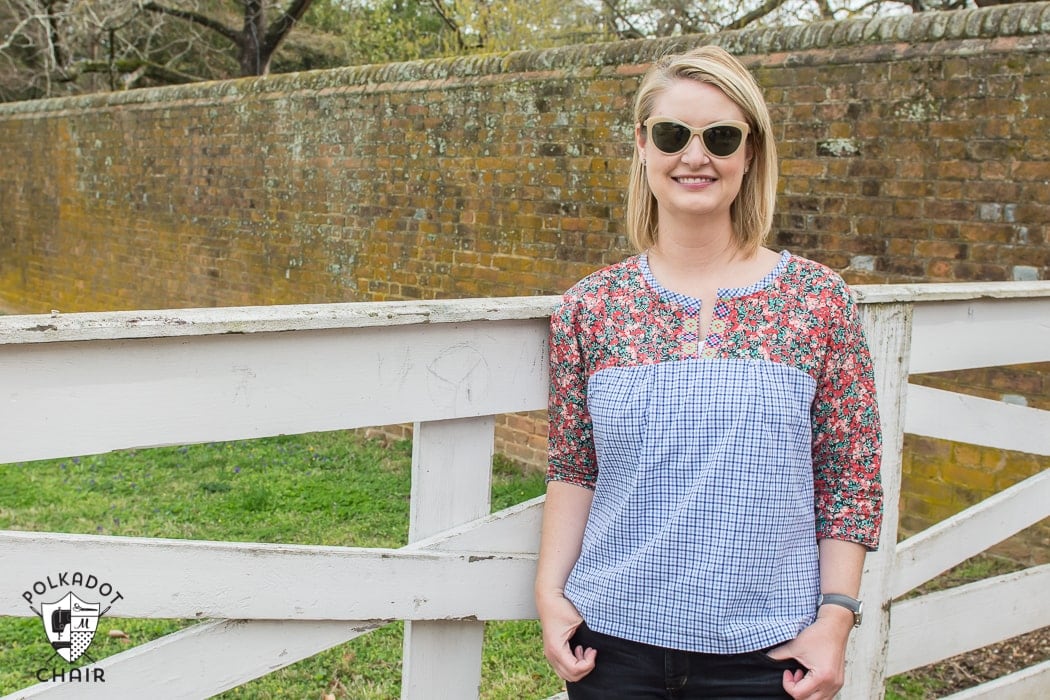 Blouse sewn from Liberty of London Fabric and Anna Maria Horner's Well Composed Blouse sewing pattern