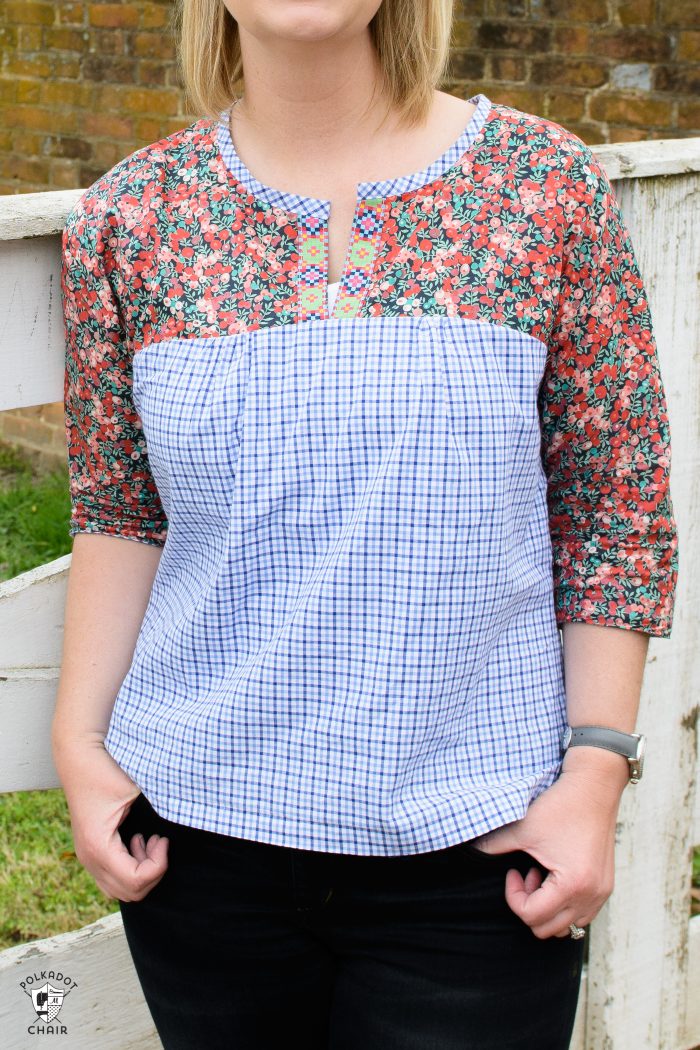 The Well composed blouse Sewing pattern by Anna Maria Horner sewn with Liberty of London fabric