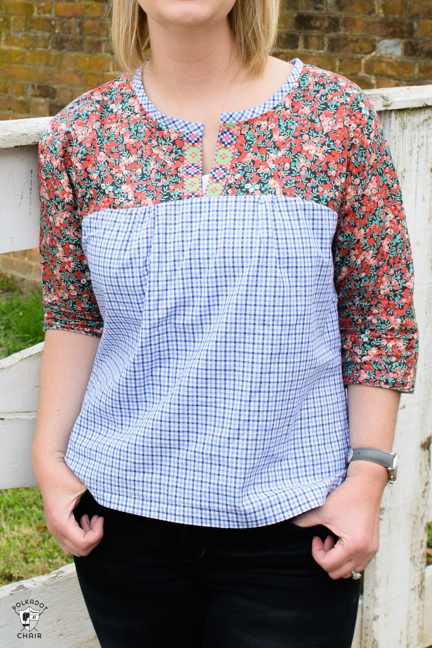 The Well composed blouse Sewing pattern by Anna Maria Horner sewn with Liberty of London fabric 