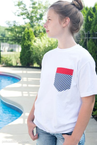 DIY Pocket Tee for the 4th of July - includes templates for the pocket and outline of the USA