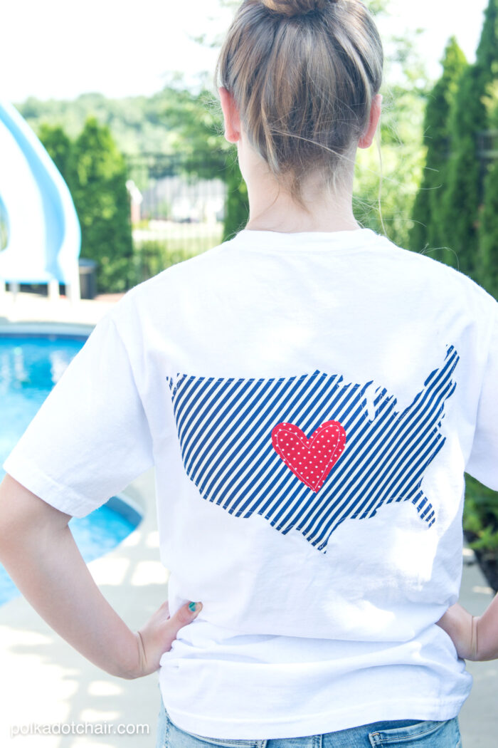 DIY Pocket Tee for the 4th of July - includes templates for the pocket and outline of the USA