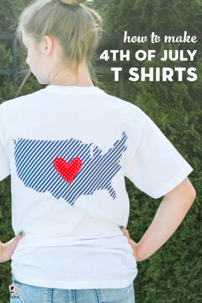 White 4th of july shirt with blue USA outline