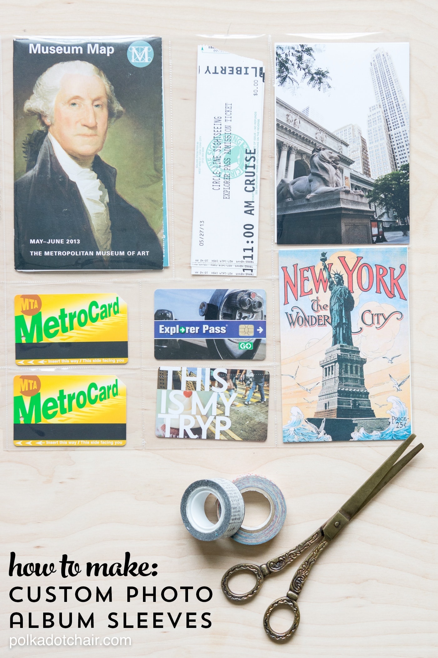 How to create custom photo sleeves for odd shaped memorabilia from vacations or old photos. 