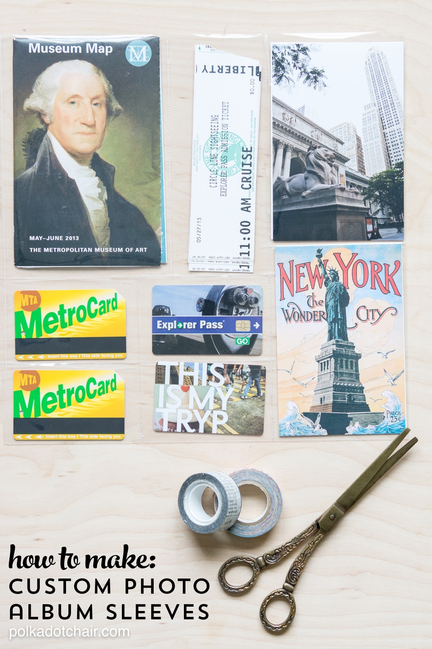 How to create custom photo sleeves for odd shaped memorabilia from vacations or old photos.