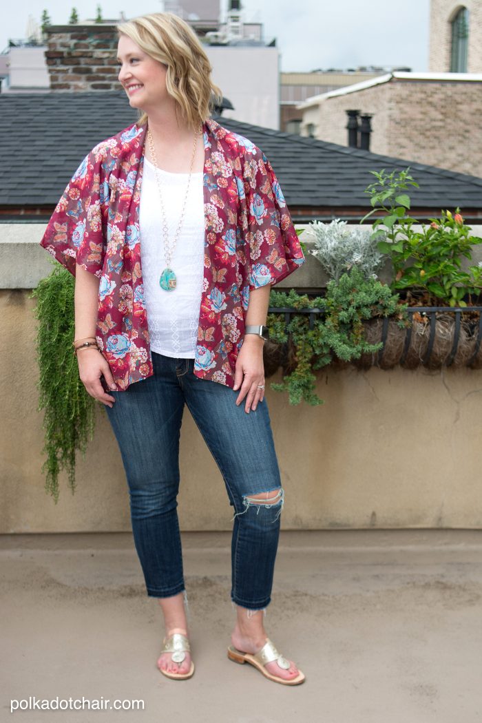 How to sew a cute Kimono Jacket - by Melissa Mortenson of polkadotchair.com