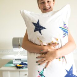 Kids Beginner Sewing Project, a custom appliqued pillowcase, would be a great summer boredom buster