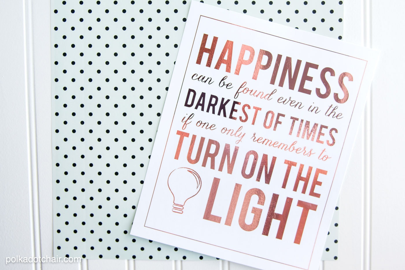 Free Printable Quote from Harry Potter, "Happiness can be found in the darkest of times if one only remembers to turn on the light" ... can be used with Minc Machines to add foil.