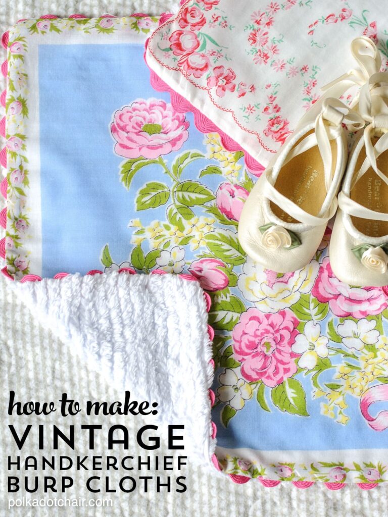 How to Make Baby Burp Cloths from Vintage Handkerchiefs