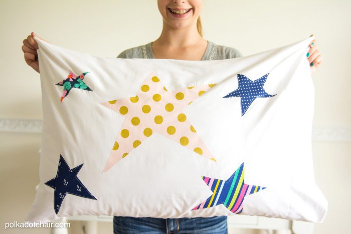 Kids Beginner Sewing Project, a custom appliqued pillowcase, would be a great summer boredom buster