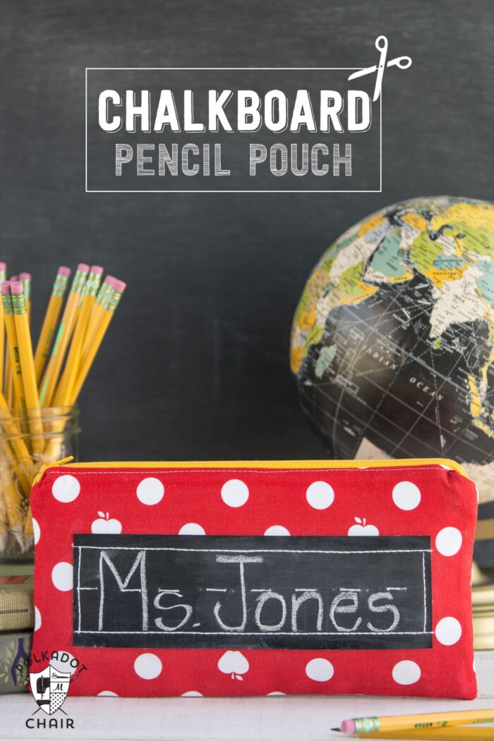 Cute pencil pouch sewing pattern, love the addition of chalkboard fabric to the front