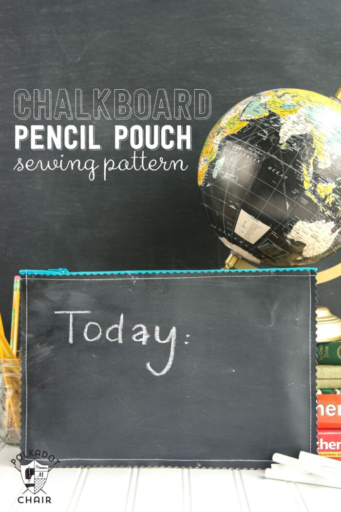 Chalkboard pencil pouch sewing pattern -clever idea for back to school or a teacher appreciation gift 