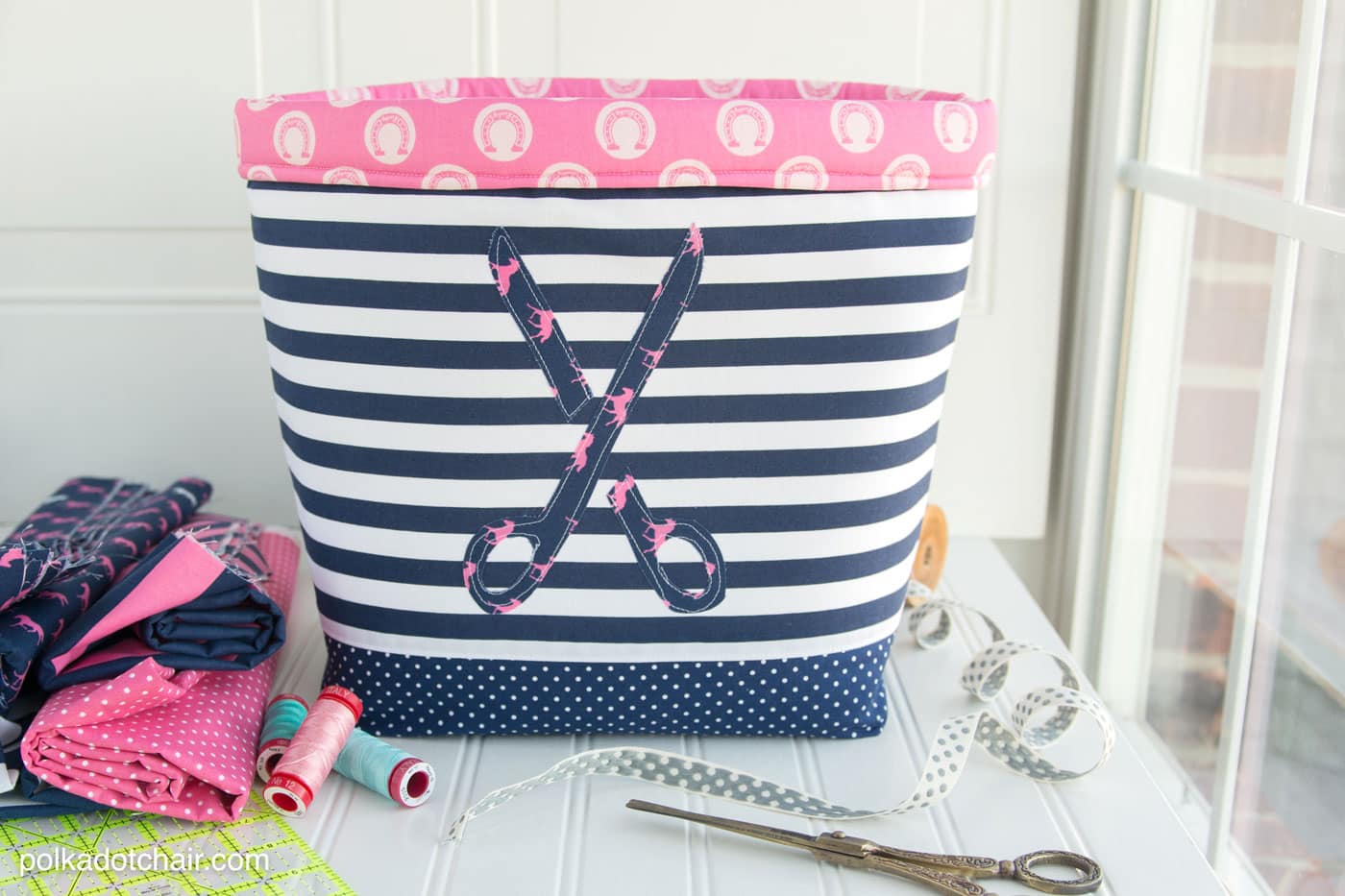Large Fabric Basket Sewing Tutorial | Polka Dot Chair