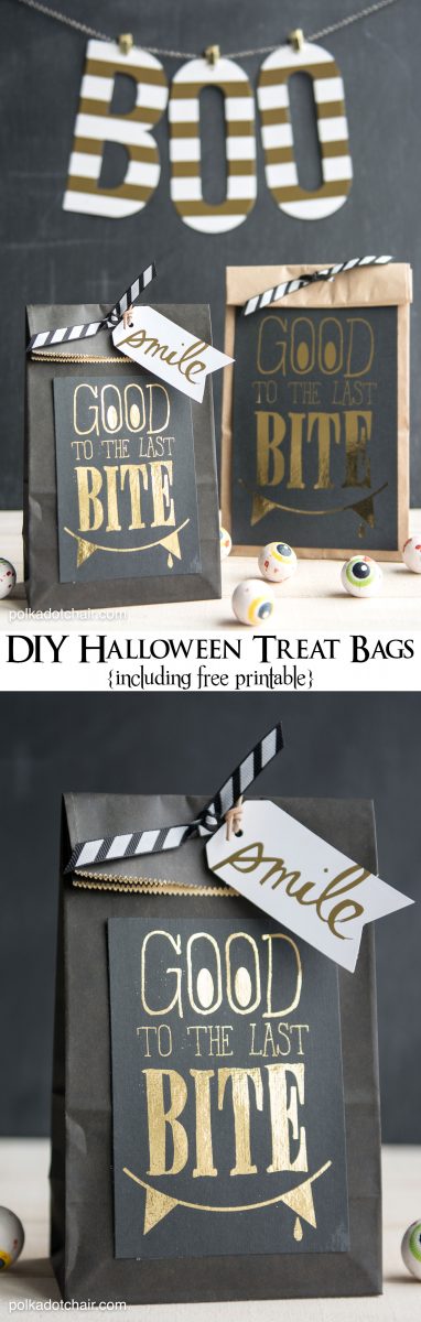 "Good to the Last Bite" DIY Halloween Treat Bags- Includes a free "foil ready" printable